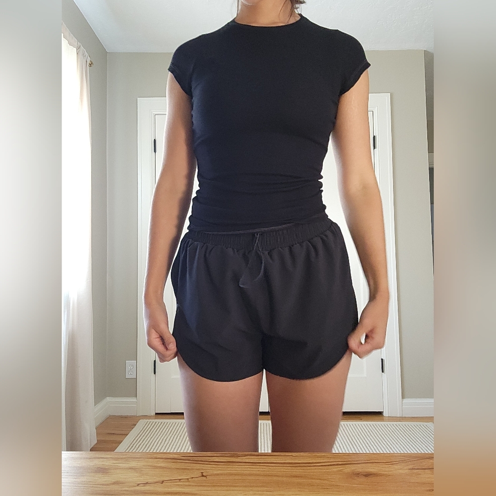 Set Active Ribbed Black T-Shirt Size S